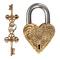 Hello Honey® Matte Finish Brass & Stainless Steel Heart-Shaped Lock with Flowers Set